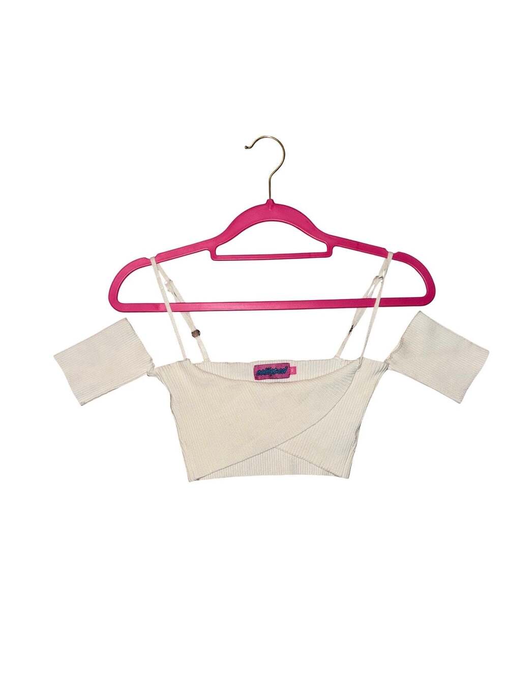 Edikted Off-The-Shoulder Ribbed Crop Top in White